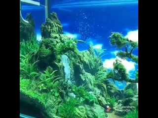 built an underwater waterfall in an aquarium